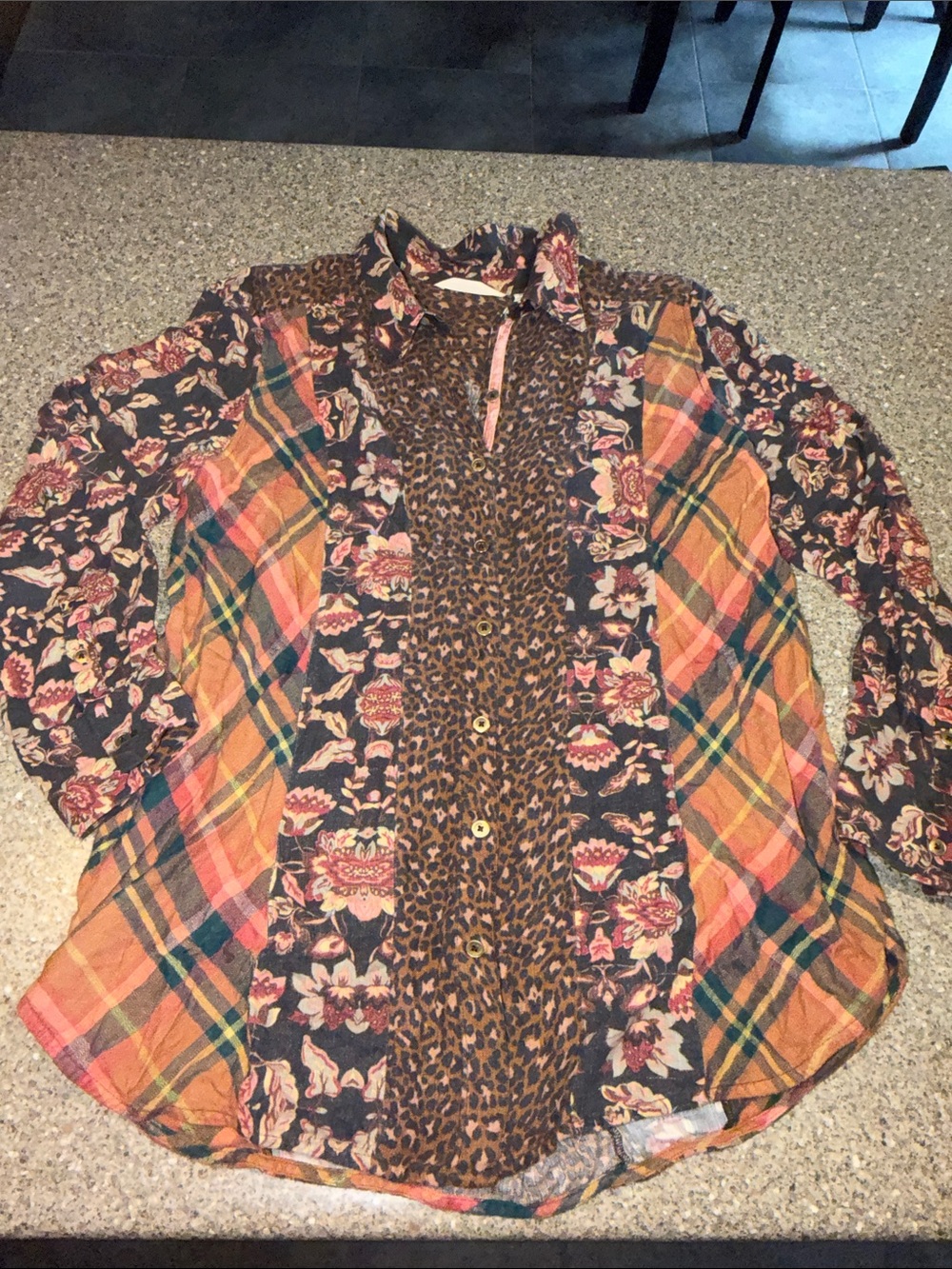Soft Surroundings Multicolor Patchwork Floral Flannel